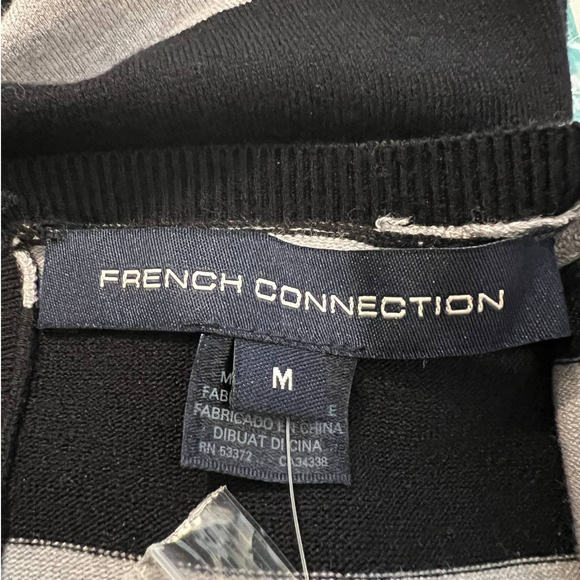 French Connection Women's Sweater Size M in Black and Gray Stripes NEW - Picture 5 of 7